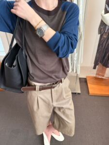 2026秋季新款女装圆领长袖针织衫女宽松拼色插肩袖打底衫