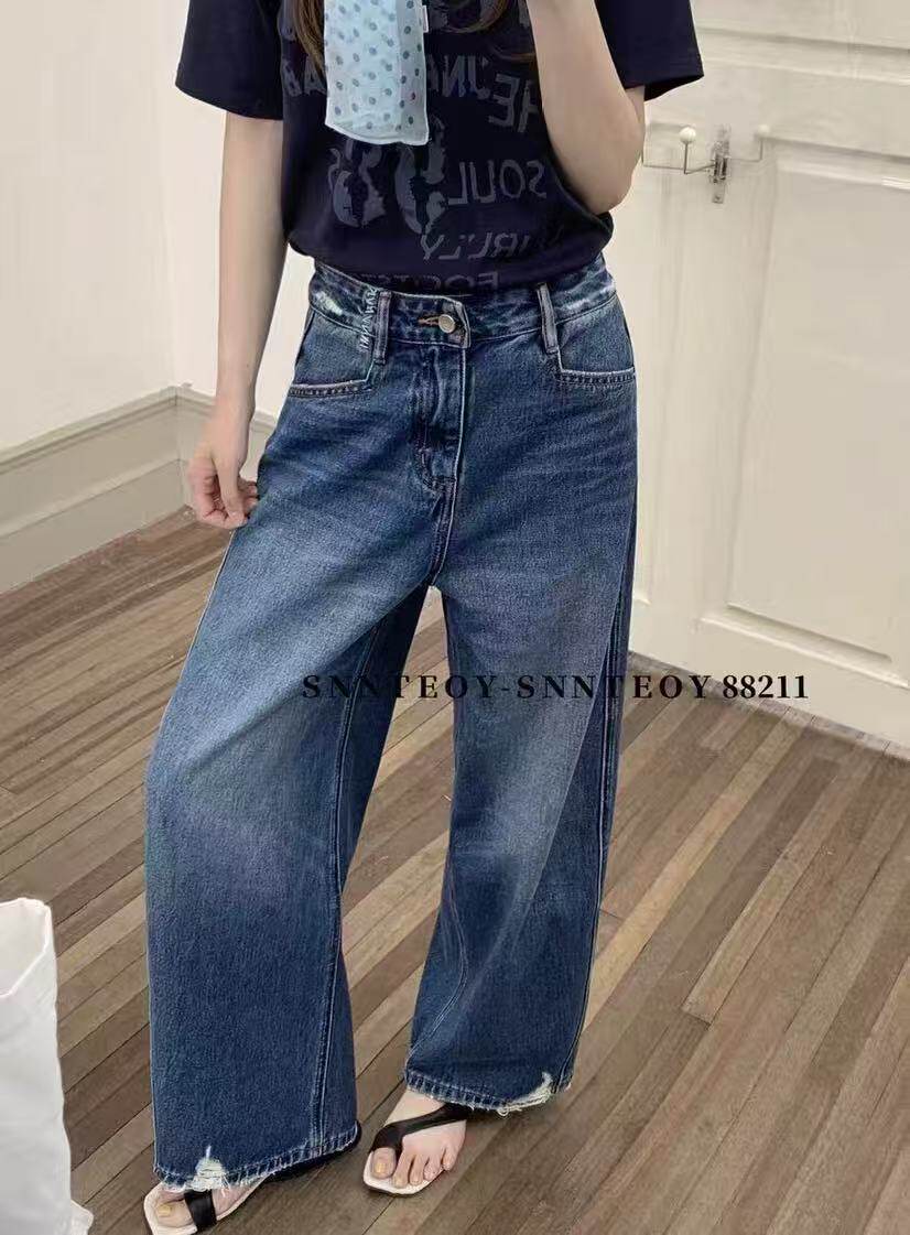 2026春季新款代嘉儿宽松休闲百搭慵懒风牛仔裤蓝色无弹阔腿裤