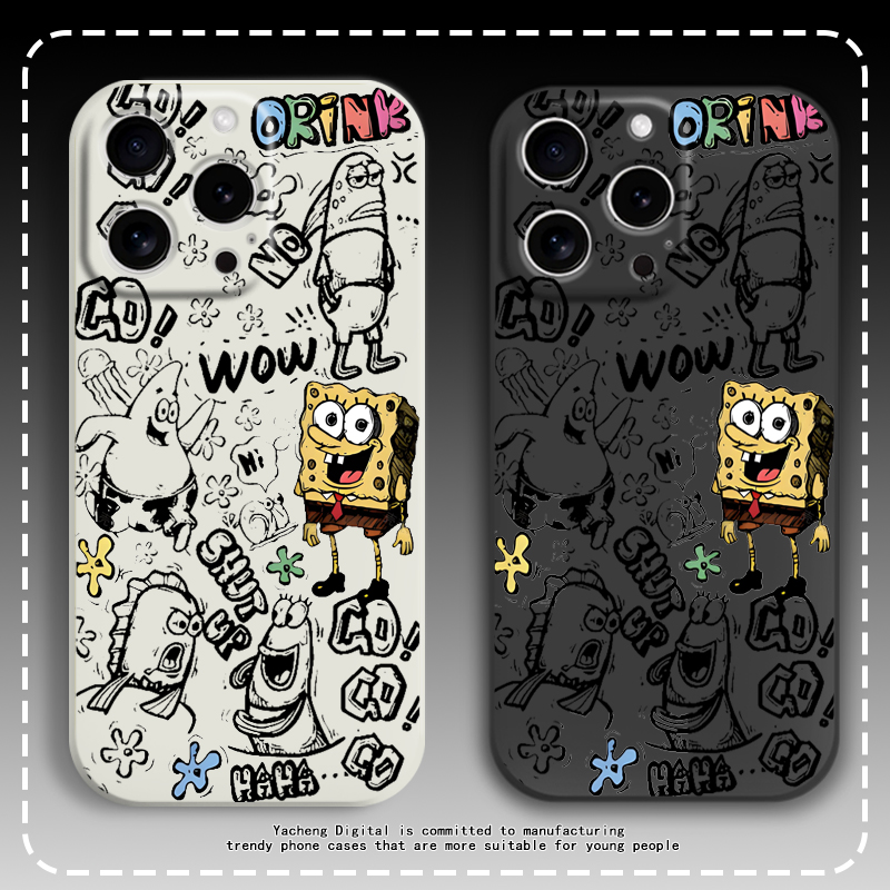 嘻哈涂鸦风海绵宝宝手机壳卡通潮