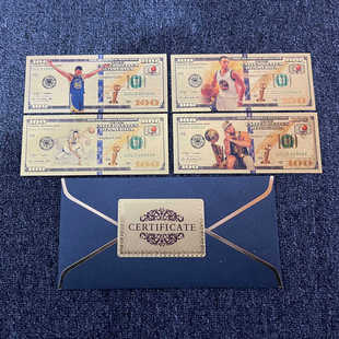 2023年全新款动漫周边库里纪念钞摆件动漫塑料金箔钞纪念品金属钞