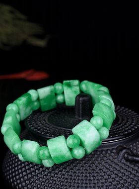 节节高翡翠男女款满绿单圈手链