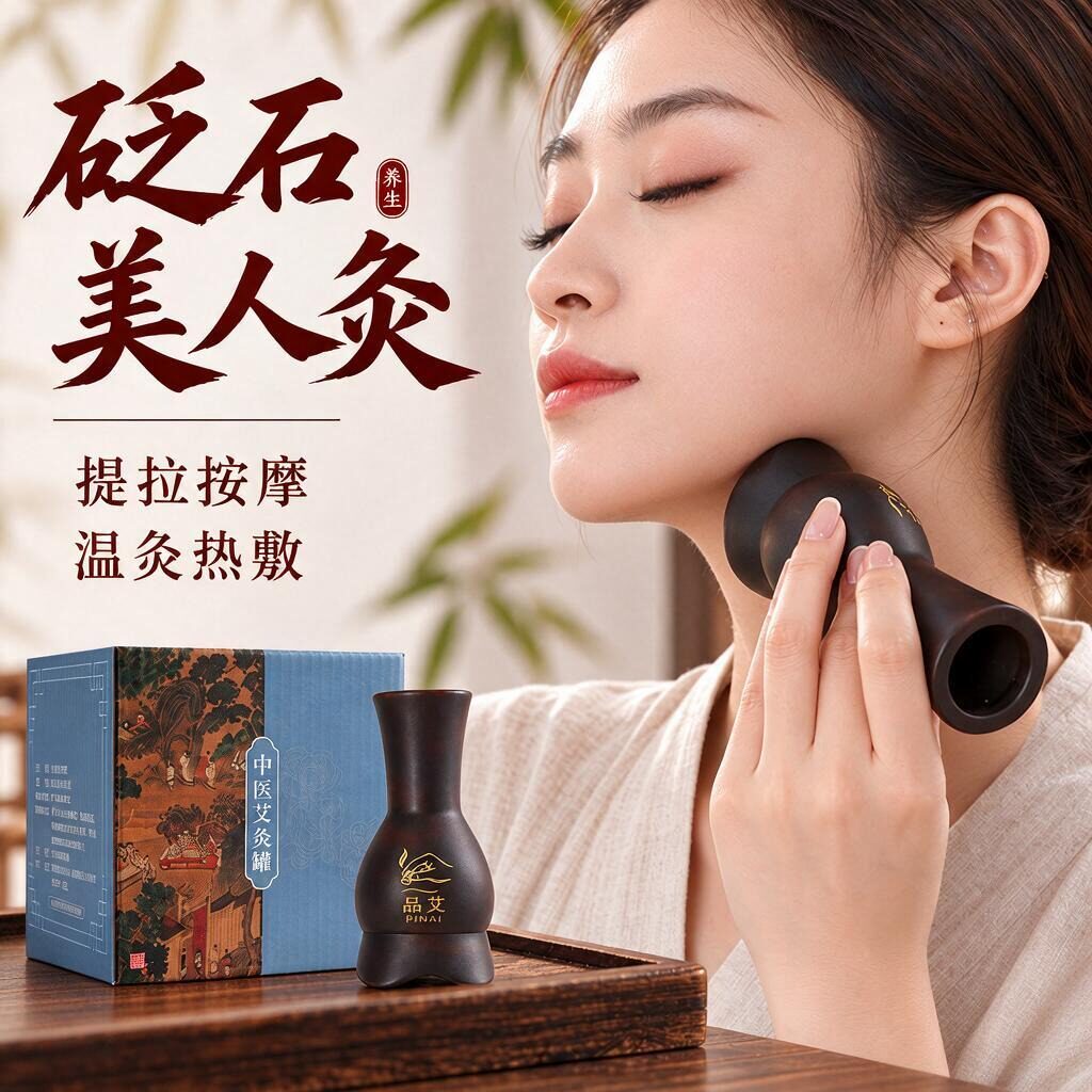 面部桃花灸砭石艾灸罐套盒美容院专用脸部艾灸神器全身通用艾灸仪