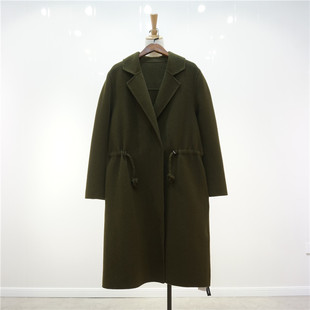 高端女装 100%羊毛 纯手工缝制羊毛双面呢大衣外套 宽松可收腰