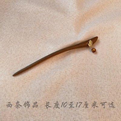 天然绿檀木发簪现代简约木质古风木簪高级感盘发张钗新中式簪子