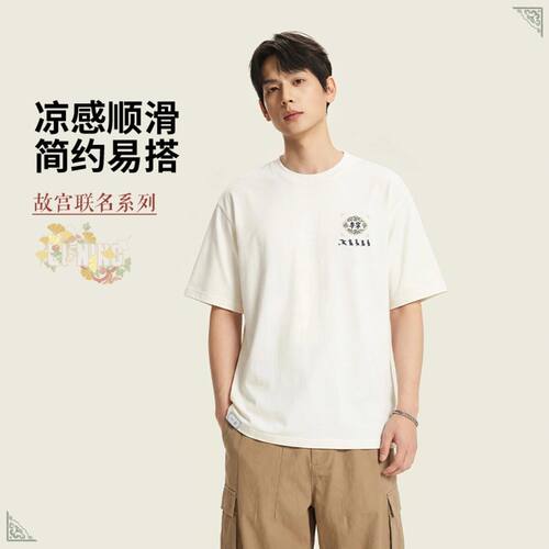 李宁中国文化系列故宫联名男子T恤冰感舒适吸湿排汗短袖AHSW507