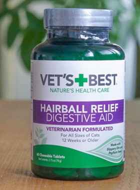 绿十字ET'S BEST猫草片化毛猫咪去毛球化毛膏吐毛球60片调理肠胃