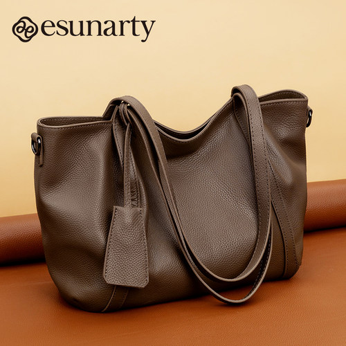 女款托特包头层牛皮大容量女包