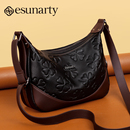 真皮斜挎包女式 四叶草压花中年妈妈包头层牛皮多层单肩包 2025新款