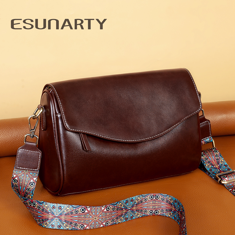 真皮女士斜挎包2025新复古休闲枕头包大容量宽肩带单肩包秋冬季女