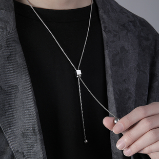 钛钢毛衣链男款潮几何项链子长款女秋冬感流苏配饰轻奢小众装饰品