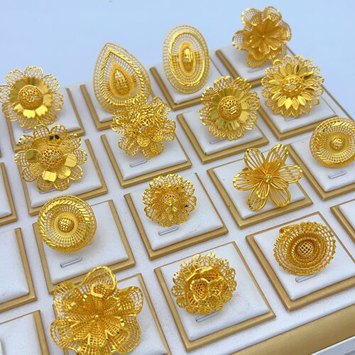 跨境热销新款Ring铜戒指不掉色仿金色戒指可调节开口指环现货批发