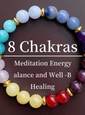 跨境爆款手链海蓝宝石榴石粉黄紫水晶天然治愈能量手串彩色珠串珠