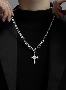 男士赤道十字架项链男潮嘻哈高级感潮牌百搭挂饰男生小众设计配饰