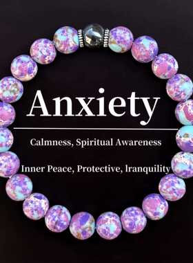 跨境爆款黑胆石和紫花帝皇松两种制作的可调节手链紫色手串配珠串