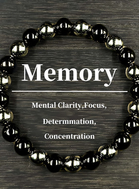 跨境爆款记忆手链黑曜石赤铁矿珠光宝气中性风黑色礼物手串珠饰品