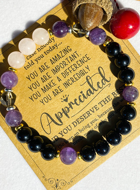 跨境爆款手链天然k5紫水晶粉晶能量舒缓情绪提升气质多宝手链串珠