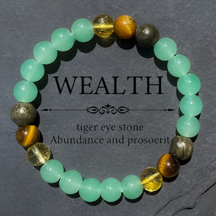 temu希音TK跨境爆款手链 虎眼石黄铜矿东陵玉 新款天然石手串森系