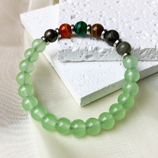 跨境爆款手链天然黄铜矿绿玻璃黄水晶时尚多宝个性百搭配饰品手串