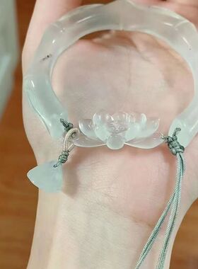 清心中式白月光高级冰莲花小众森系轻奢高级感爆款手镯清冷感气质