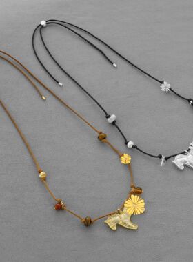 TT小马桑尼花编织项链马年系列民族风简约复古可调节毛衣链吊坠