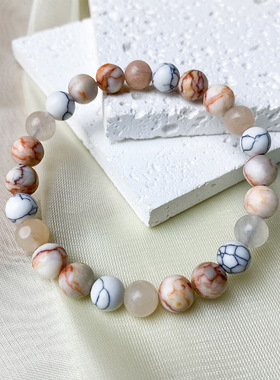 跨境爆款手链天然玉髓白松石时尚百搭个性多宝小众配饰串珠首饰品