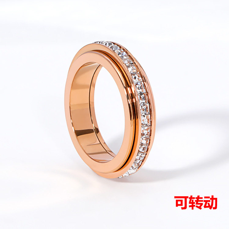 女戒简约单排钻黄铜合金戒指锆石钛钢满天星指环女镶钻戒子首饰品图片