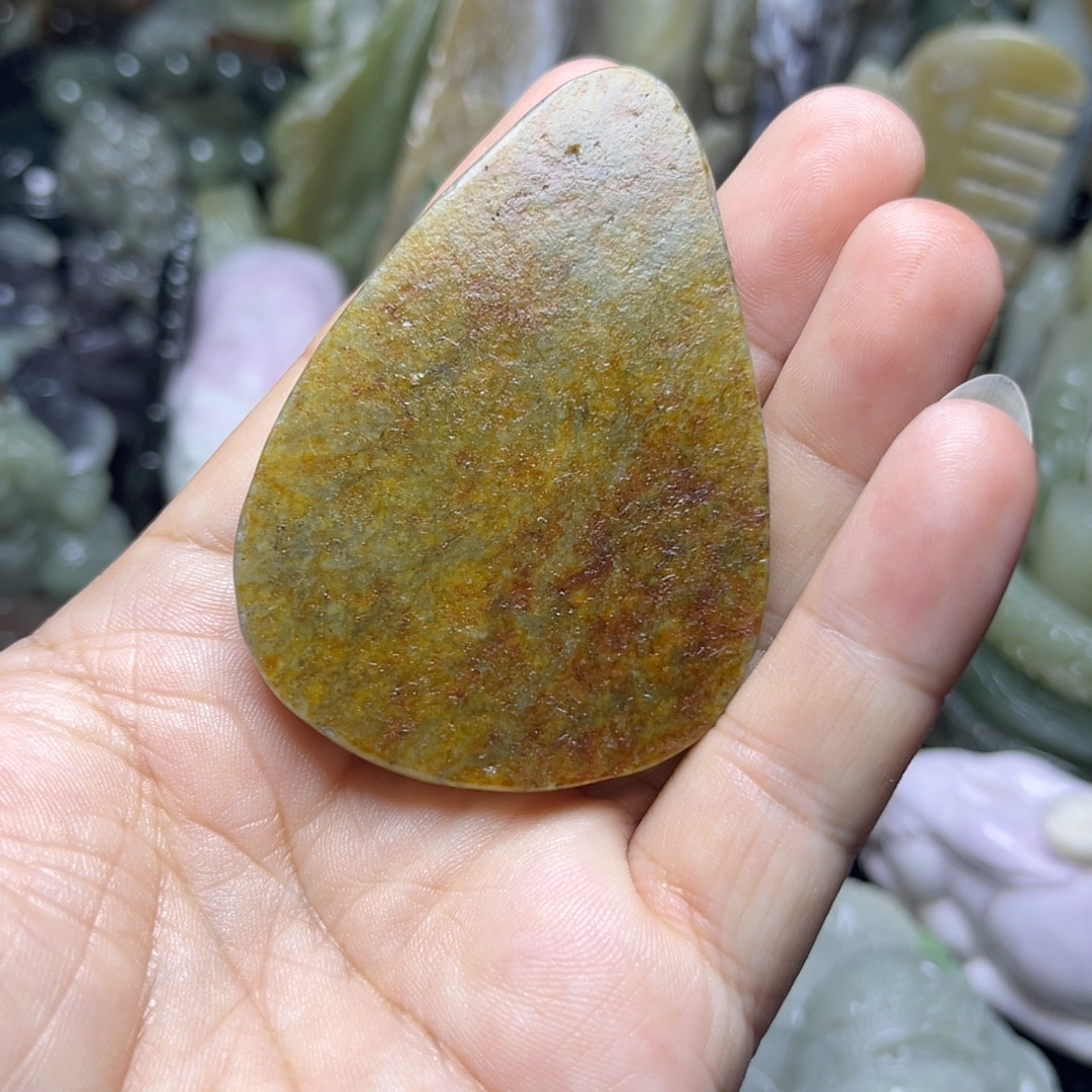 青花籽料水滴挂件籽料