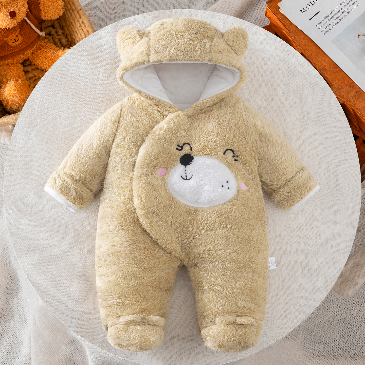 超好看，宝宝毛绒包脚连体衣