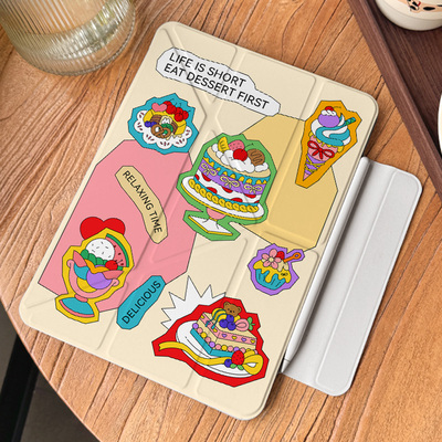 适用于华为matepad11.5s平板保护壳pro11保护套air12英寸仿皮外壳双面夹轻薄3折y型无框磁吸双面卡通甜品