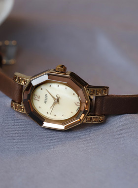 julius聚利时女表小巧细皮带手表女士腕表水晶切割OL贝壳面水钻表