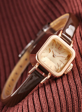 前任3林佳同款方形女表聚利时正品韩版学生皮带复古小方糖手表女