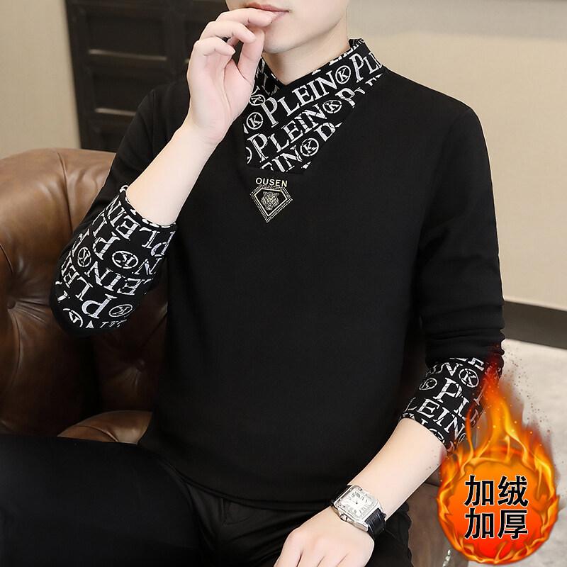 2024新款德绒假两件半高领打底衫