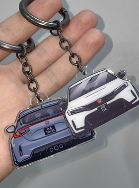 2025年款本田11代思域FL5白色车头车尾钥匙扣TYPER亚克力挂件吊牌