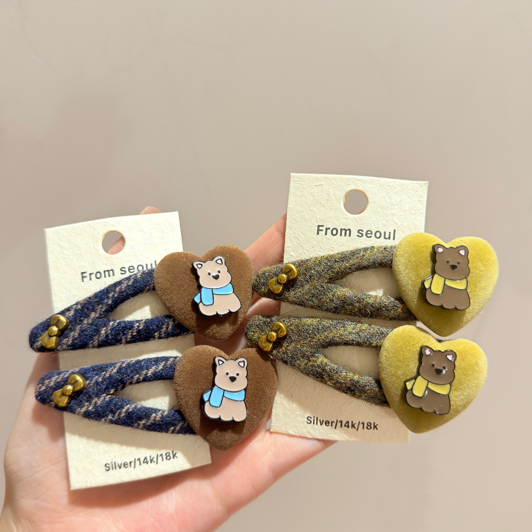 韩国秋冬可爱卡通小狗毛绒发夹甜美少女减龄百搭侧边刘海碎发夹子