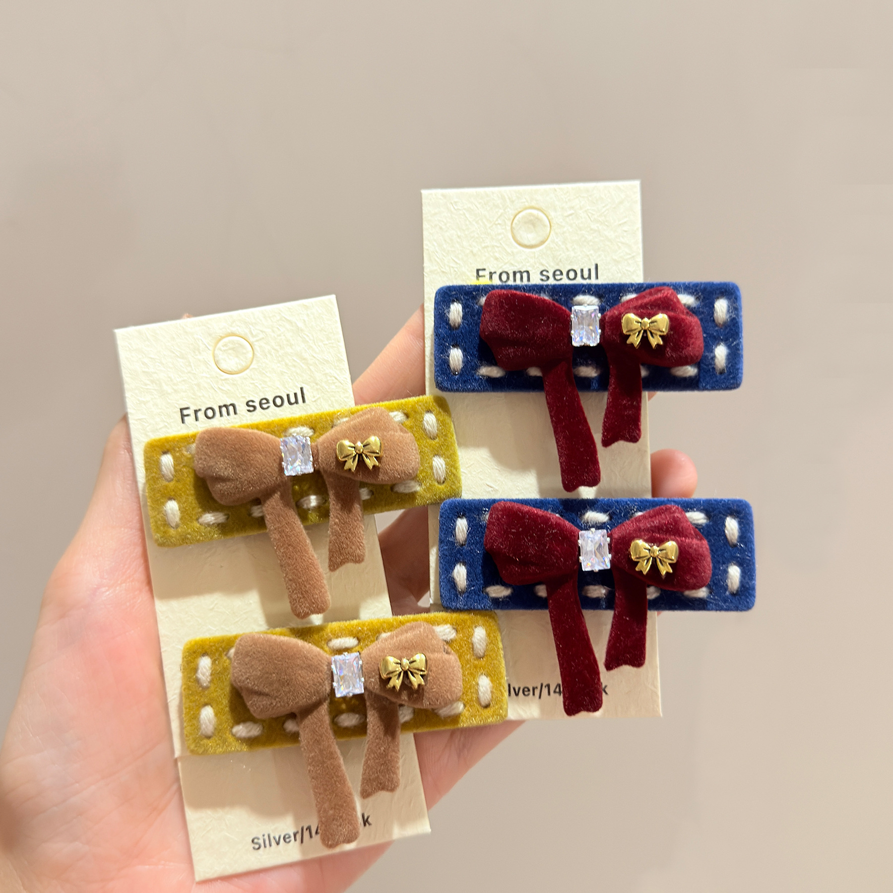 韩国秋冬个性植绒蝴蝶结发夹时尚百搭童趣减龄侧边刘海碎发鸭嘴夹