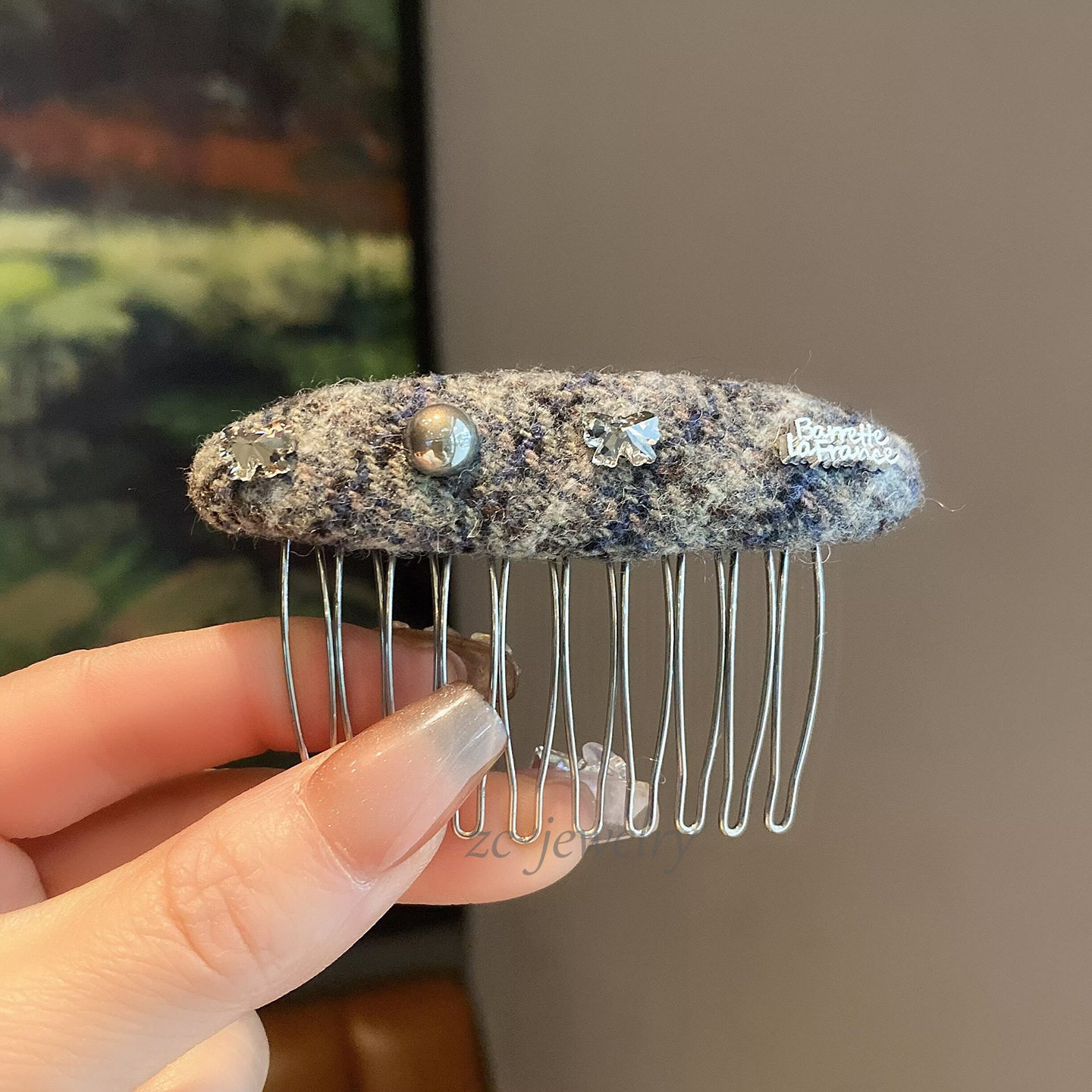 高级感复古毛呢格纹碎发整理发梳韩系韩版ins风刘海插梳气质发卡,饰品/流行首饰/时尚饰品新,民族风发饰,淘宝优惠券,粉丝福利购,淘宝优惠卷