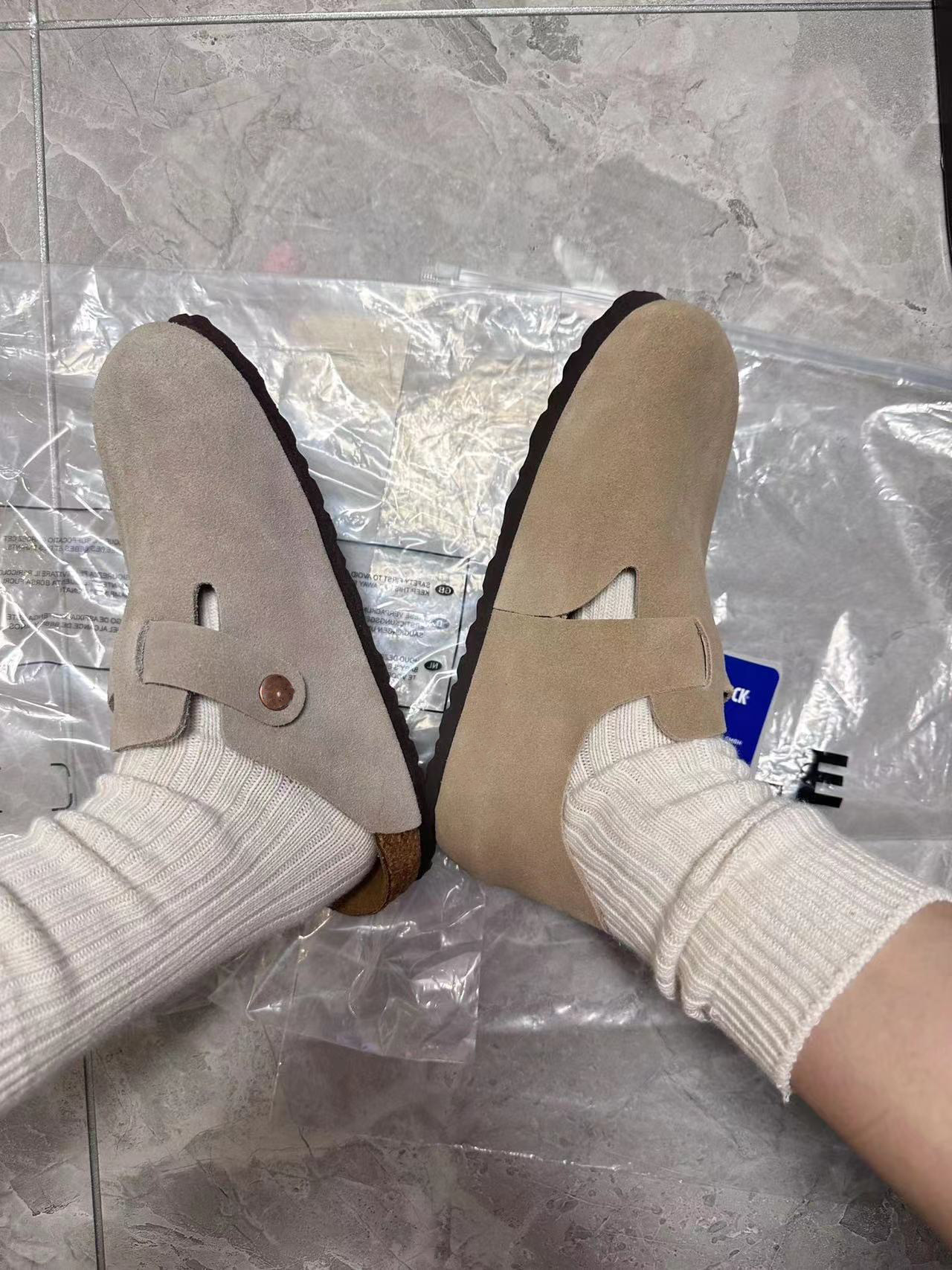 桑坡真软木勃肯鞋牛皮包头拖女钓鱼厚底增高博肯软木三喜同款百搭