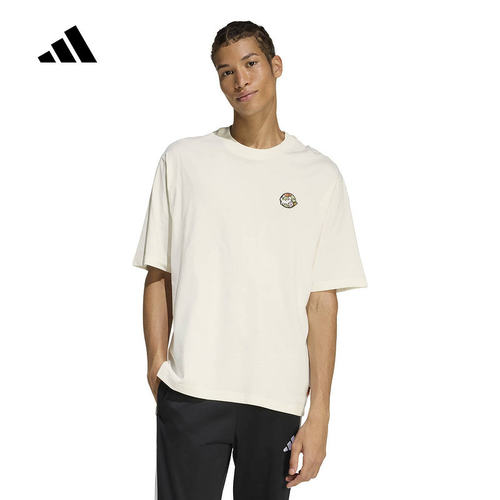 adidas阿迪达斯短袖男2026春季卡通刺绣简约透气T恤JZ5062 JZ5063