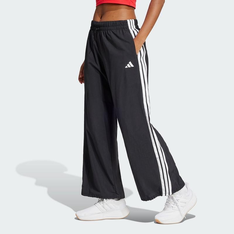 adidas阿迪达斯女裤25夏季新款三条纹宽松阔腿休闲梭织长裤JE1306