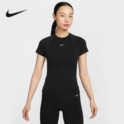 Nike耐克短袖女小勾短款瑜伽训练修身款速干运动T恤衫FV7843-010
