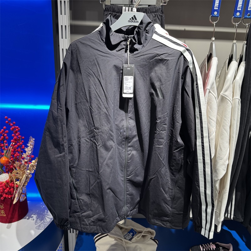 阿迪达斯三叶草外套男子2025春季新款运动休闲立领梭织夹克JL6091