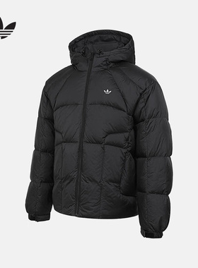 阿迪达斯三叶草羽绒服男2025冬面包服连帽鸭绒外套KS6079 KS6080