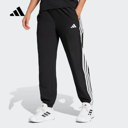 adidas阿迪达斯女裤25春季三条纹跑步健身休闲运动速干长裤JI8313