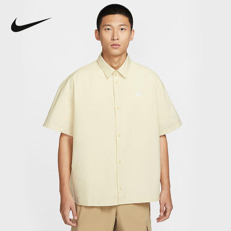 NIKE耐克休闲短袖男子2025夏季宽松梭织翻领衬衫T恤衫HJ2027-234