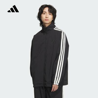 adidas阿迪达斯外套男新款春季运动休闲梭织防风立领夹克 JL6091