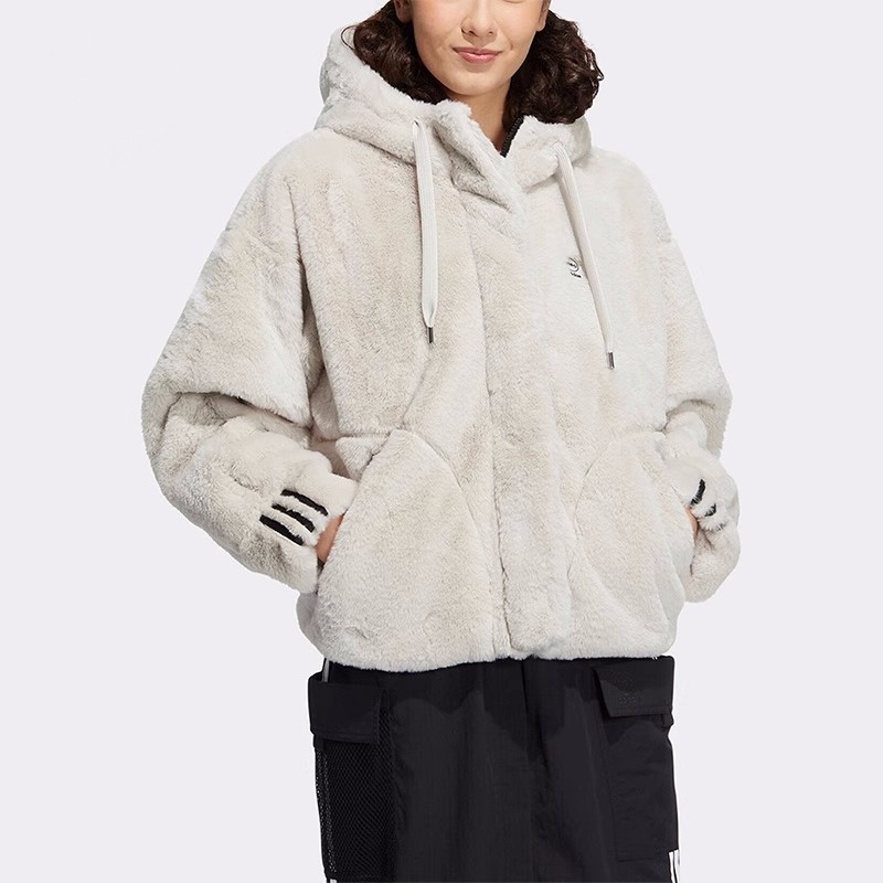 Adidas/阿迪达斯外套女子人造毛皮运动连帽抓绒夹克HZ2433 HZ2432,运动服/休闲服装,运动茄克/外套,淘宝优惠券,粉丝福利购,淘宝优惠卷