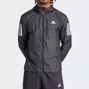 adidas阿迪达斯外套男子跑步运动休闲训练速干透气连帽夹克IN1483