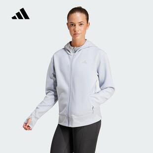 adidas阿迪达斯女子连帽夹克25春季新款太空棉宽松运动外套JP2651
