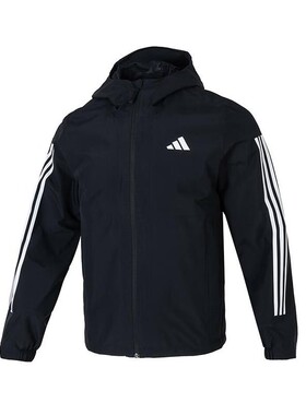adidas阿迪达斯外套男子2025春季新款运动休闲梭织连帽夹克JD1043