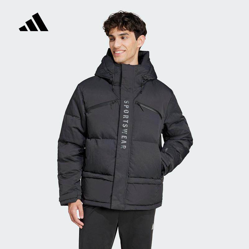 adidas阿迪达斯羽绒服男2024冬季新款加厚连帽鹅绒夹克外套JM4609